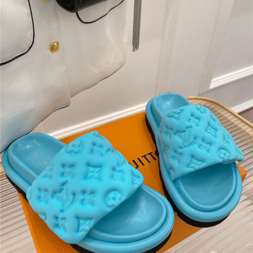 High Quality Luxury Louis Vuitton Velcro Platform Slippers – Style 31587 alternate view