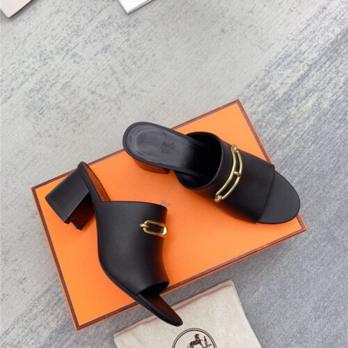 High Quality Luxury Hermes Chunky Heel Sandals – Style 55299 product detail