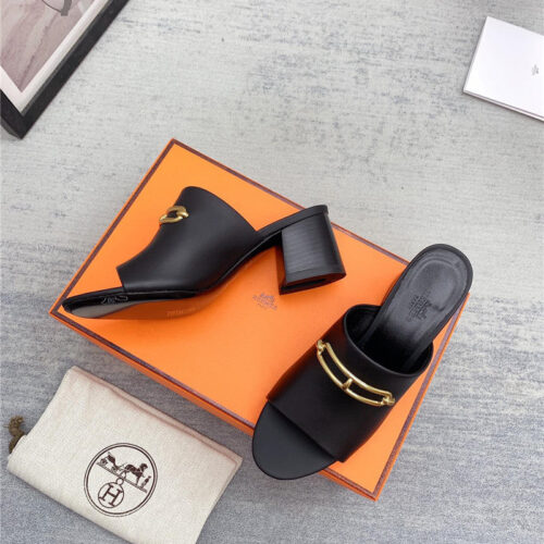 High Quality Luxury Hermes Chunky Heel Sandals – Style 55299 product detail