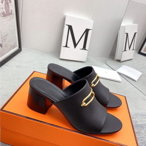 High Quality Luxury Hermes Chunky Heel Sandals – Style 55299
