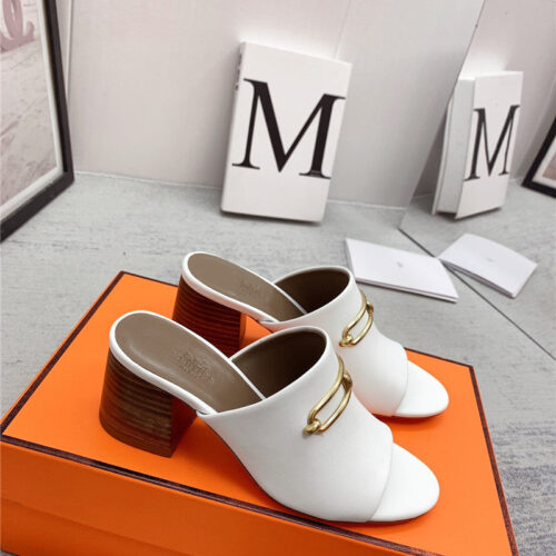 High Quality Luxury Hermes Chunky Heel Sandals – Style 88067