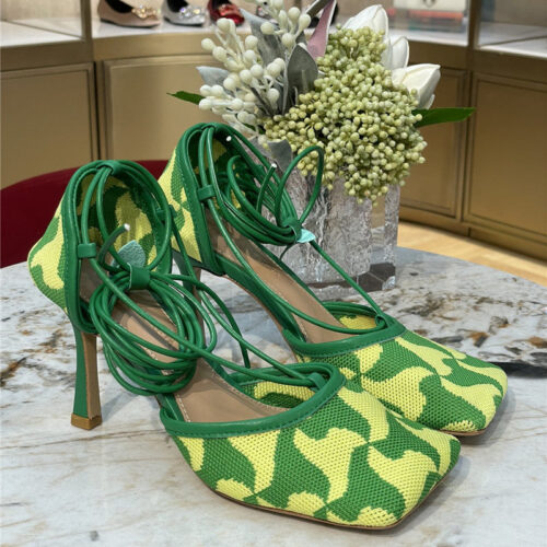 High Quality Luxury Bottega Veneta Square-Toe Heeled Sandals