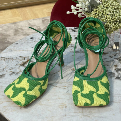 High Quality Luxury Bottega Veneta Square-Toe Heeled Sandals alternate view