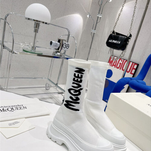 High Quality Luxury Alexander McQueen Graffiti Knit Sock Boots – Style 85251