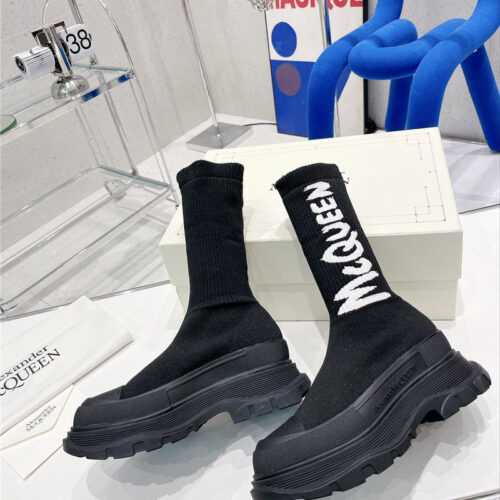 High Quality Luxury Alexander McQueen Graffiti Knit Sock Boots – Style 52483 product detail