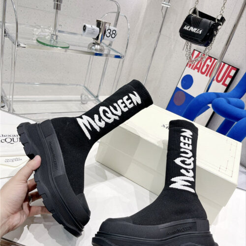 High Quality Luxury Alexander McQueen Graffiti Knit Sock Boots – Style 52483 product detail