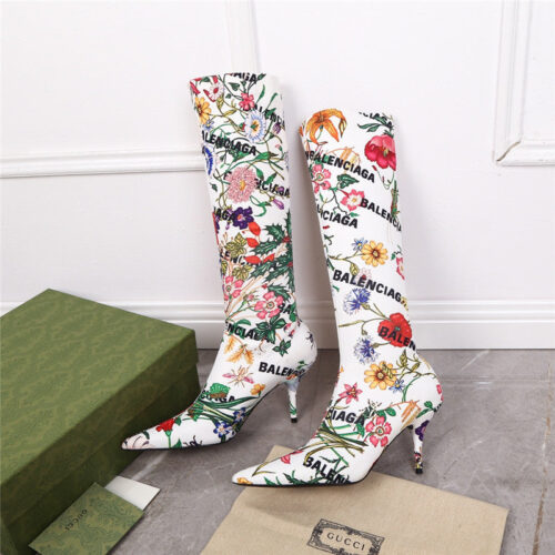 High Quality Luxury Balenciaga Floral Print Long Boots product detail