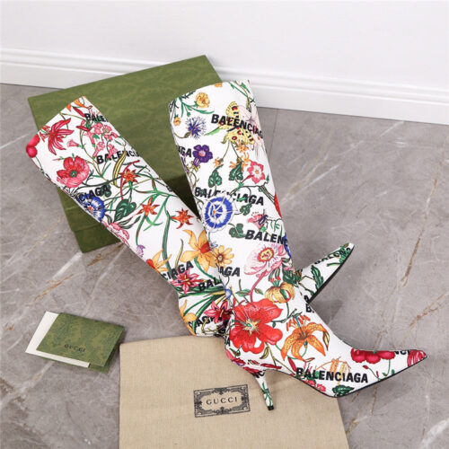 High Quality Luxury Balenciaga Floral Print Long Boots product detail
