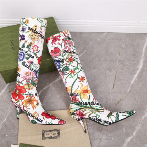 High Quality Luxury Balenciaga Floral Print Long Boots product detail
