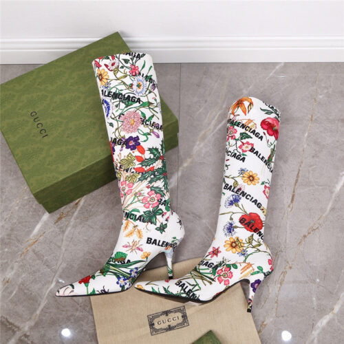 High Quality Luxury Balenciaga Floral Print Long Boots product detail