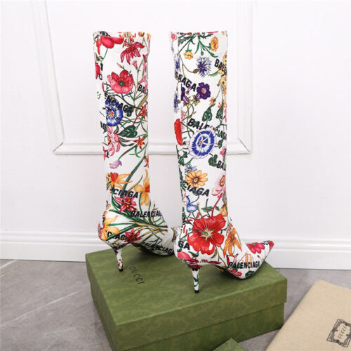 High Quality Luxury Balenciaga Floral Print Long Boots product detail
