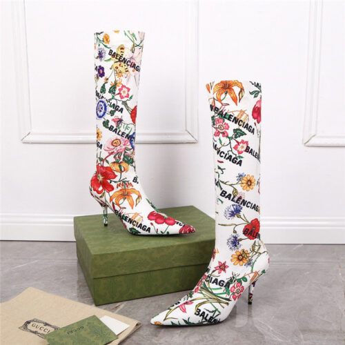 High Quality Luxury Balenciaga Floral Print Long Boots product detail