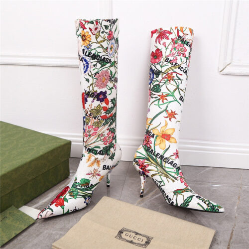 High Quality Luxury Balenciaga Floral Print Long Boots product detail