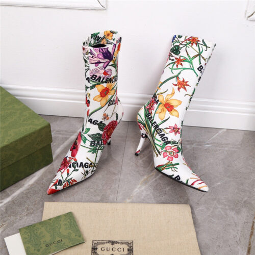 High Quality Luxury Balenciaga Floral Print Ankle Boots product detail