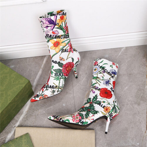 High Quality Luxury Balenciaga Floral Print Ankle Boots product detail