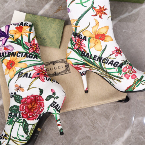 High Quality Luxury Balenciaga Floral Print Ankle Boots product detail