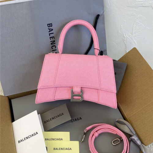 High Quality Luxury Balenciaga Denim Hourglass Handbag – Pink alternate view