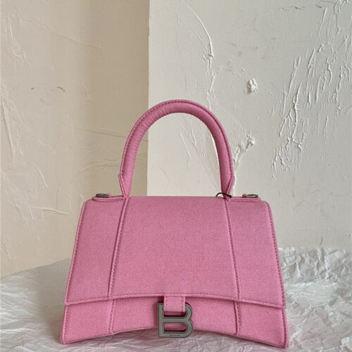 High Quality Luxury Balenciaga Denim Hourglass Handbag – Pink