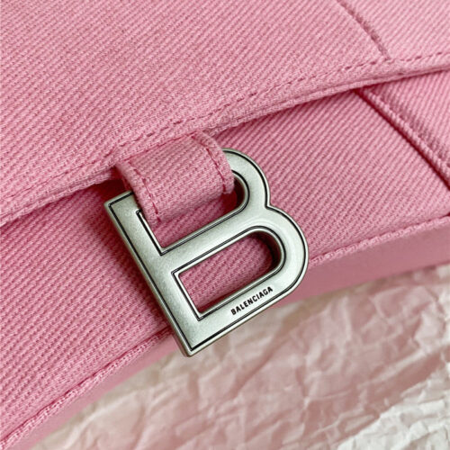 High Quality Luxury Balenciaga Denim Hourglass Handbag – Pink product detail