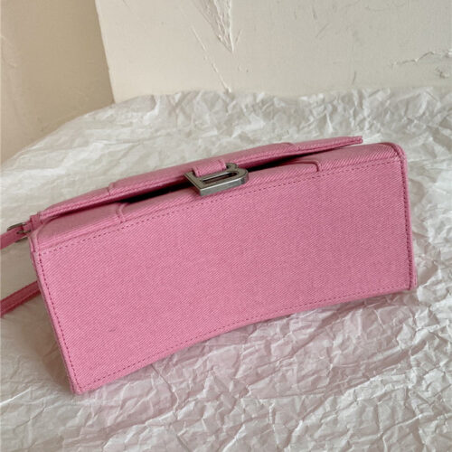 High Quality Luxury Balenciaga Denim Hourglass Handbag – Pink product detail