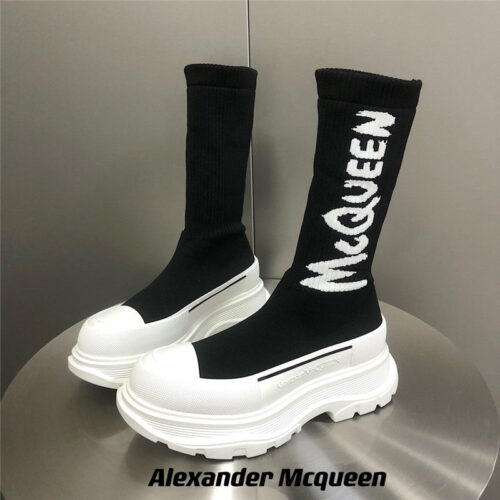 High Quality Luxury Alexander McQueen Platform Socks Shoes – Style 62051