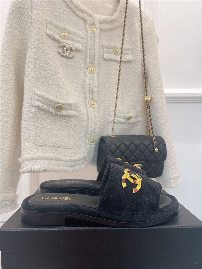 High Quality Luxury Chanel Embroidered Logo Slippers – Style 04998 product detail