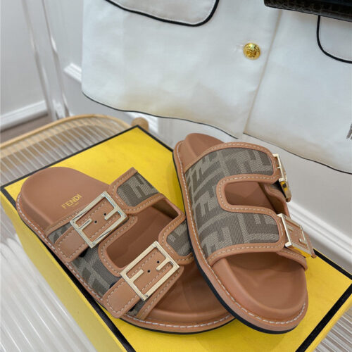 High Quality Luxury Fendi FF Logo Plaque Sandals – Style 42483