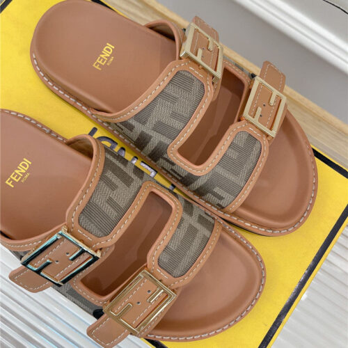 High Quality Luxury Fendi FF Logo Plaque Sandals – Style 42483 product detail