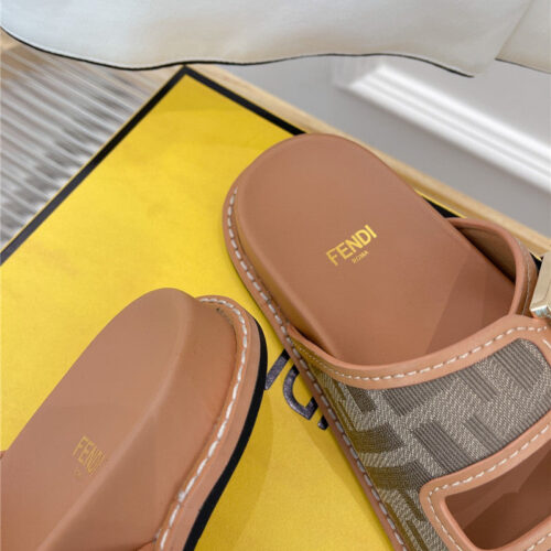 High Quality Luxury Fendi FF Logo Plaque Sandals – Style 42483 product detail