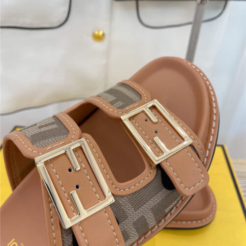 High Quality Luxury Fendi FF Logo Plaque Sandals – Style 42483 product detail