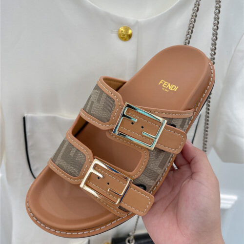 High Quality Luxury Fendi FF Logo Plaque Sandals – Style 42483 product detail