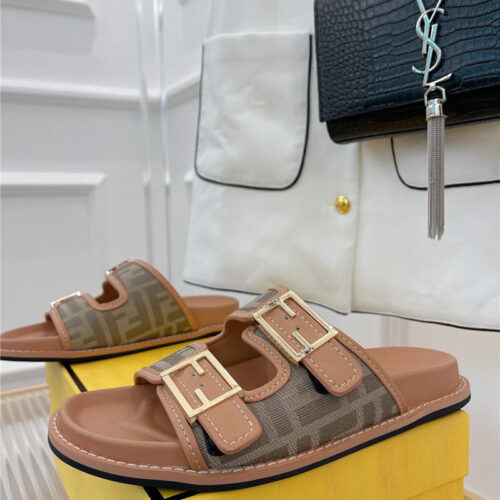 High Quality Luxury Fendi FF Logo Plaque Sandals – Style 42483 product detail