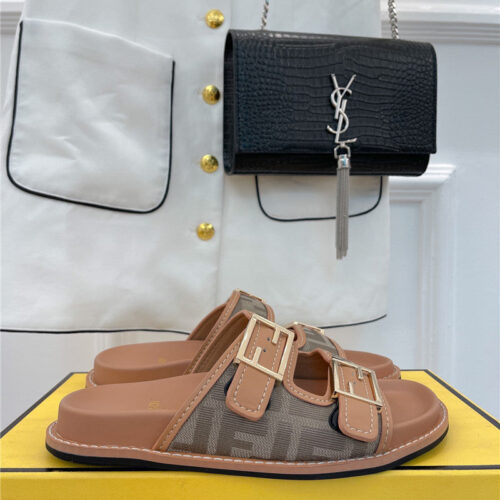 High Quality Luxury Fendi FF Logo Plaque Sandals – Style 42483 product detail