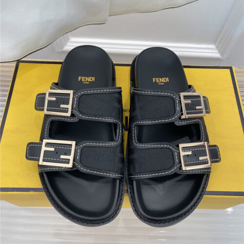 High Quality Luxury Fendi FF Logo Plaque Sandals – Style 13107 alternate view