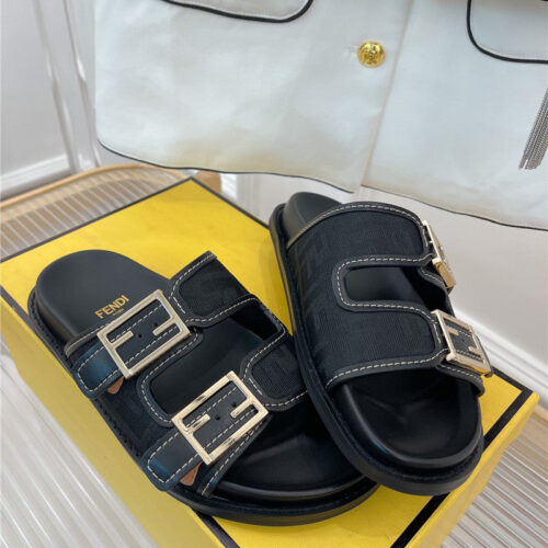 High Quality Luxury Fendi FF Logo Plaque Sandals – Style 13107