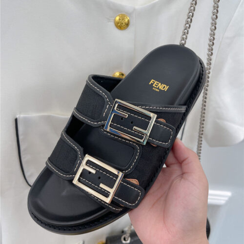 High Quality Luxury Fendi FF Logo Plaque Sandals – Style 13107 product detail