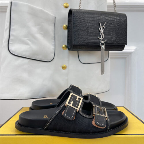 High Quality Luxury Fendi FF Logo Plaque Sandals – Style 13107 product detail