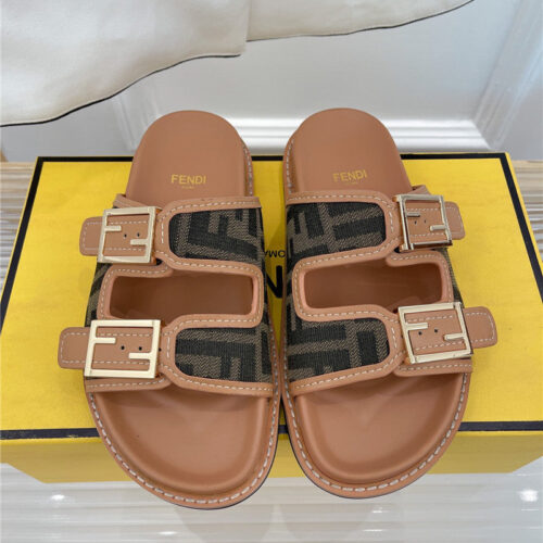 High Quality Luxury Fendi FF Logo Plaque Sandals alternate view