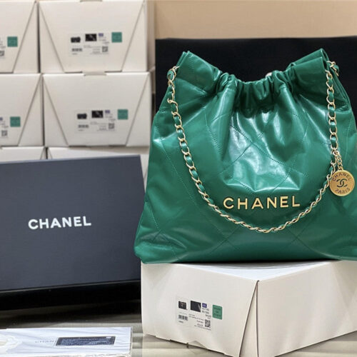 High Quality Luxury Chanel 22 Handbag Small Green