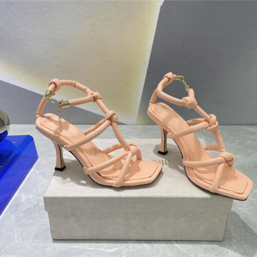 High Quality Luxury Jimmy Choo Square Toe Heeled Sandals