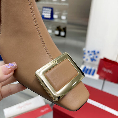 High Quality Luxury Roger Vivier Metal Square Buckle Ankle Boots – Style 29204 product detail