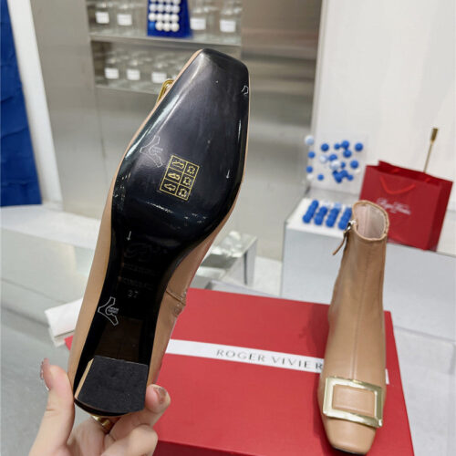 High Quality Luxury Roger Vivier Metal Square Buckle Ankle Boots – Style 29204 product detail