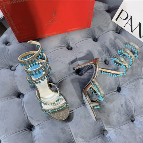 High Quality Luxury Rene Caovilla Janelle Serpentine Twine Heeled Sandals product detail