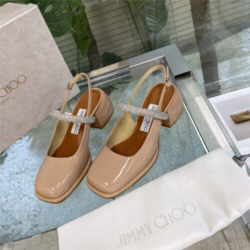 High Quality Luxury Jimmy Choo Joezie Series Flat Square Toe Shoes