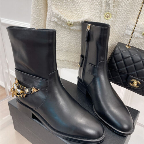 High Quality Luxury Chanel Classic Jewel Chain Ankle Boots – Style 44262 alternate view