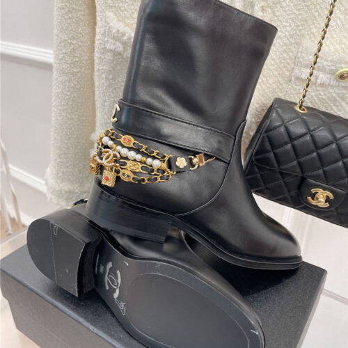 High Quality Luxury Chanel Classic Jewel Chain Ankle Boots – Style 44262 product detail