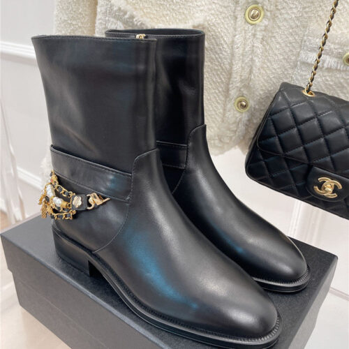High Quality Luxury Chanel Classic Jewel Chain Ankle Boots – Style 44262