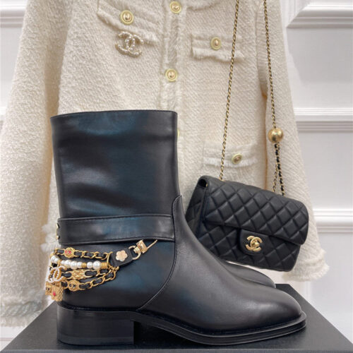 High Quality Luxury Chanel Classic Jewel Chain Ankle Boots – Style 44262 product detail