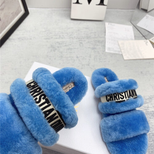 High Quality Luxury Dior Logo Wool Slippers – Style 22662 product detail