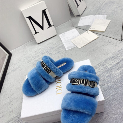High Quality Luxury Dior Logo Wool Slippers – Style 22662 alternate view